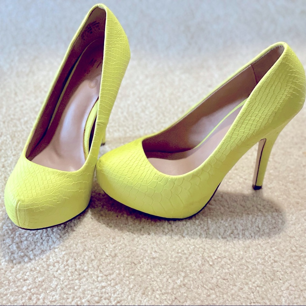 Neon yellow heels